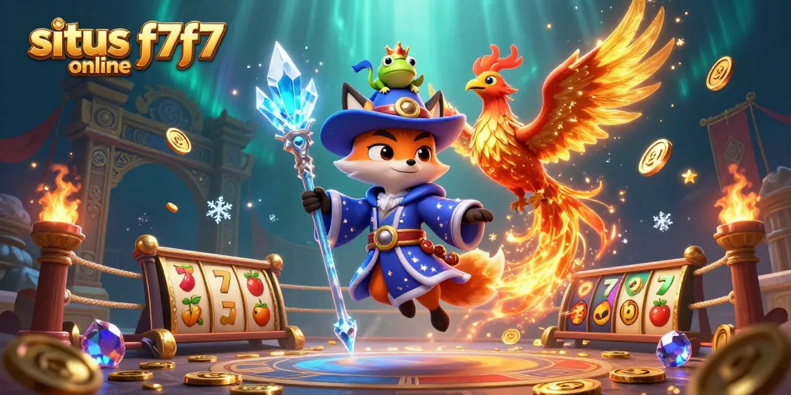 Situs f7f7 online captivates players with a magical 3D scene illustrating engaging slots and lively casino elements.