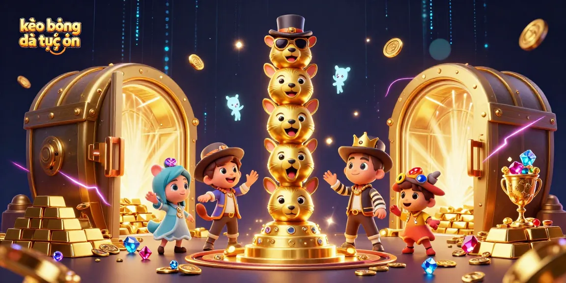 Experience thrilling kèo bóng đá trực tuyến with a vibrant 3D casino scene showcasing character dynamics and dazzling treasures.