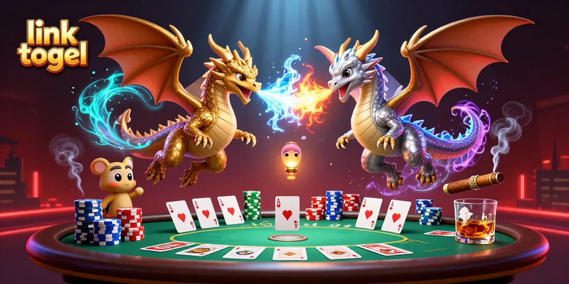 Engage with link togel in a vibrant casino scene featuring dynamic dragons and poker elements.