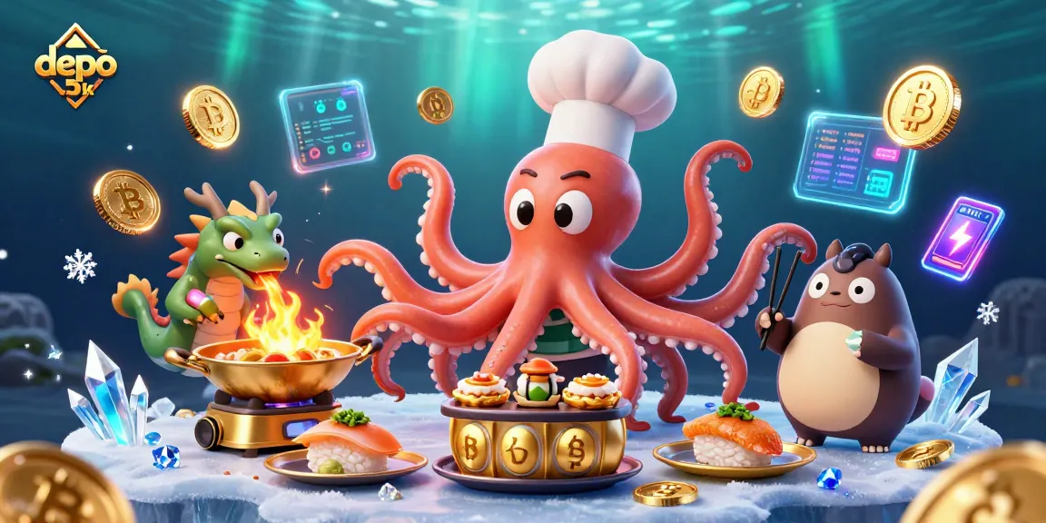 Experience thrilling gameplay and big wins at depo 5k slots in this vibrant 3D illustration.