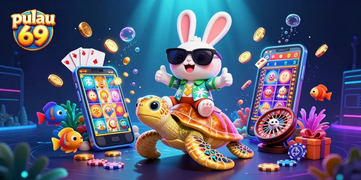 Spin and win at pulau 69 with our vibrant 3D gaming illustration showcasing fun slot gameplay.