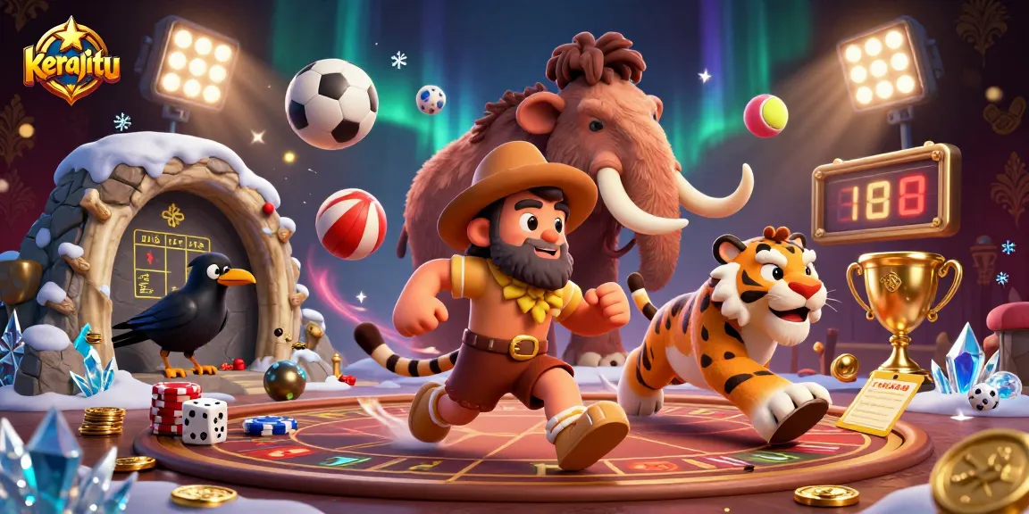 Experience the thrill of kerajitu casino, where prehistoric characters play with sports elements in a vibrant setting.