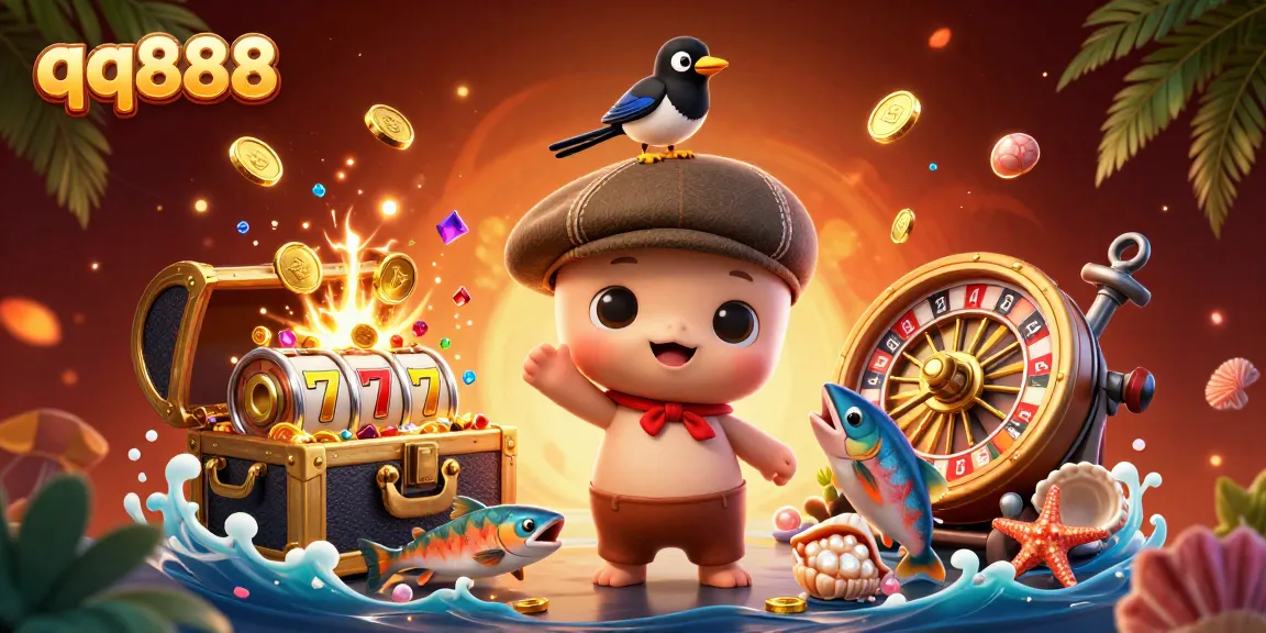 Experience thrilling gaming action at qq888 with a lively underwater scene featuring Nessie and vibrant slot elements.